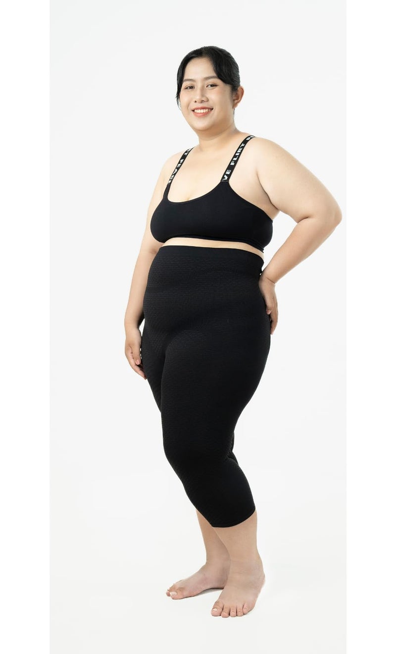 BioflectÂ® Capri Compression Leggings with Bioactive Fibers and Raised Massaging Knit for Support and Comfort - Black XXL - Image 3